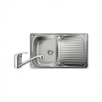 Leisure Linear 1.0 Bowl Stainless Steel Kitchen Sink with Aquamono 40 Tap & Waste Kit 800mm L x 508mm W - Satin