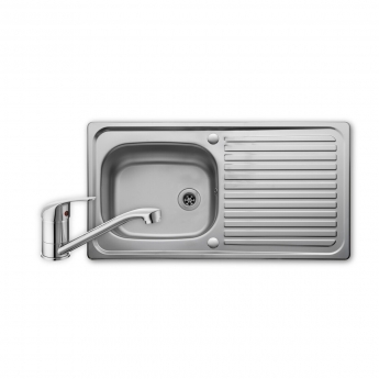 Leisure Linear 1.0 Bowl Stainless Steel Kitchen Sink with Aquamono 40 Tap & Waste Kit 950mm L x 508mm W - Satin