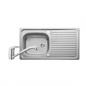 Leisure Linear 1.0 Bowl Stainless Steel Kitchen Sink with Aquamono 35 Tap & 92mm Hole Waste Kit 950mm L x 508mm W - Satin