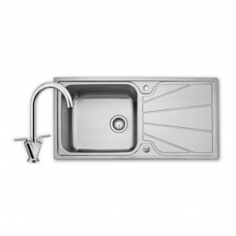 Leisure Nimbus 1.0 Bowl Stainless Steel Kitchen Sink with Aquatwin Tap & Waste Kit 1000mm L x 500mm W - Polished | Product Image