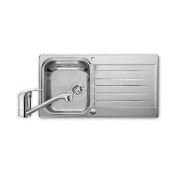 Leisure Seattle 1.0 Bowl Stainless Steel Kitchen Sink with Aquamono 40 Tap & Waste Kit 950mm L x 508mm W - Polished