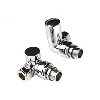 Prestige Modern Corner Radiator Valves, 15mm, Pair, Chrome | Product Image
