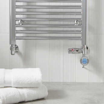 MaxHeat Bolt Chrome Thermostatic Dual Fuel Ladder Towel Rail (inc Element & Valve Set) | Product Image