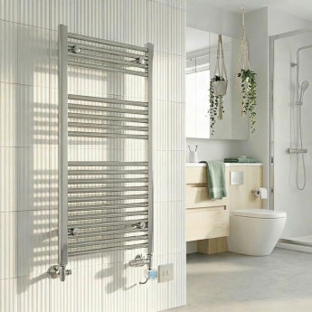 MaxHeat Bolt Chrome Thermostatic Dual Fuel Ladder Towel Rail (inc Element & Valve Set) | Product Image