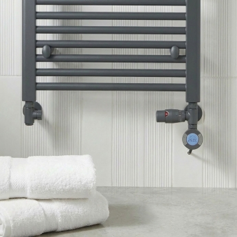 MaxHeat Bolt Anthracite Thermostatic Dual Fuel Ladder Towel Rail (inc Element & Valve Set) | Product Image