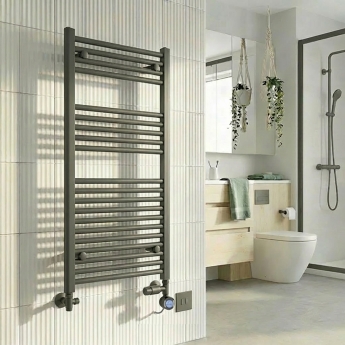 MaxHeat Bolt Anthracite Thermostatic Dual Fuel Ladder Towel Rail (inc Element & Valve Set) | Product Image