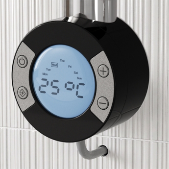 MaxHeat Bolt Black Thermostatic Dual Fuel Ladder Towel Rail (inc Element & Valve Set) | Product Image