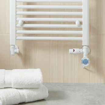 MaxHeat Bolt White Thermostatic Dual Fuel Ladder Towel Rail (inc Element & Valve Set) | Product Image