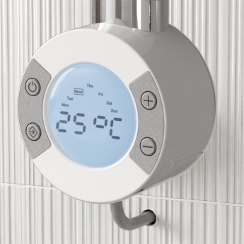 MaxHeat Bolt White Thermostatic Dual Fuel Ladder Towel Rail (inc Element & Valve Set) | Product Image