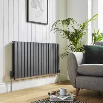 Prestige Boston Double Designer Horizontal Radiator 600mm H x 420mm W - Anthracite