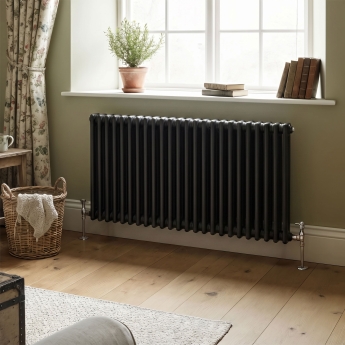 MaxHeat Evesham Black Horizontal Traditional 2-Column Radiator | Product Image