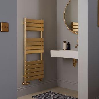 Prestige Malibu Designer Towel Rail 1200mm H x 500mm W - Brushed Brass
