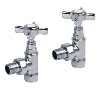 Prestige Traditional Crosshead Radiator Angled Valve Pair - Chrome