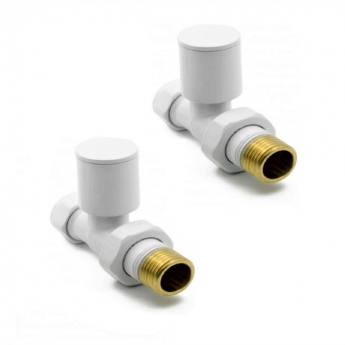 Prestige Modern Straight Radiator Valves 15mm (Pair) - White | Product Image