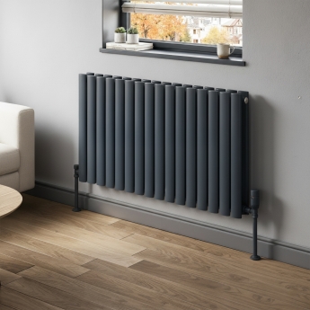 MaxHeat Rapid Anthracite Double Horizontal Designer Radiator 600mm (H) x 960mm (W) | Product Image