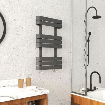 Prestige Tampa Designer Towel Rail 850mm H x 500mm W - Anthracite | Product Image