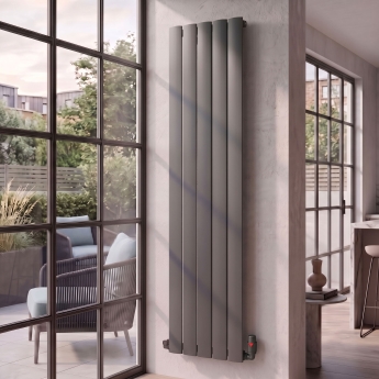 MaxHeat Vulcan Anthracite Vertical Aluminium Designer Radiator | Product Image
