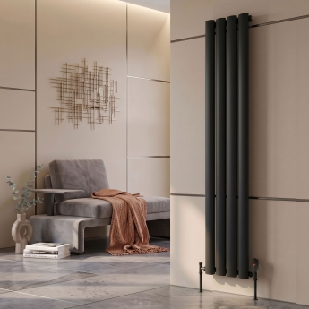 MaxHeat Vulcan Black Vertical Aluminium Designer Radiator | Product Image