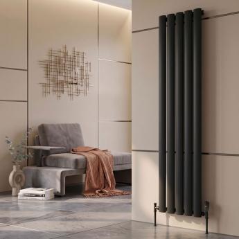 MaxHeat Vulcan Black Vertical Aluminium Designer Radiator | Product Image