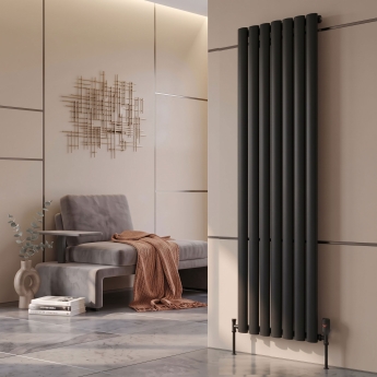 MaxHeat Vulcan Black Vertical Aluminium Designer Radiator | Product Image