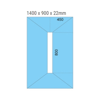 Maxxus Linear Rectangular Wetroom Former 1400mm x 900mm for Vinyl Flooring - Centre Drain Position | Product Image