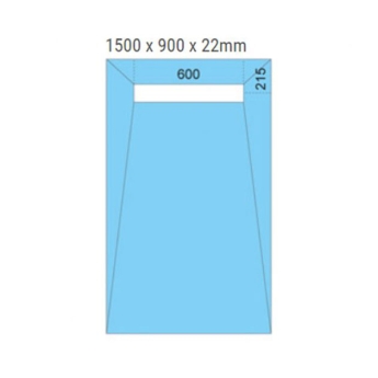 Maxxus Linear Rectangular Wetroom Former 1500mm x 900mm for Vinyl Flooring - Offset Drain Position | Product Image