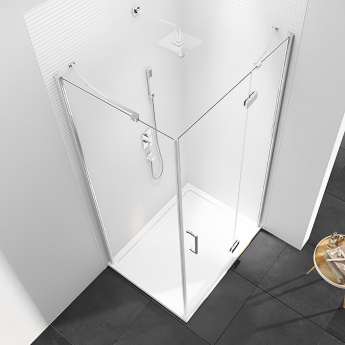 Merlyn 6 Series Frameless Inline Hinged Shower Door with Tray - 6mm Glass