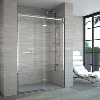 Merlyn 8 Series Frameless Inline Hinged Recess Shower Door with Tray - 8mm Glass