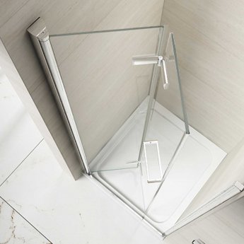 Merlyn 8 Series Frameless Hinged Bi-Fold Shower Door with Tray 1000mm Wide - 8mm Glass