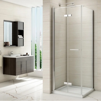 Merlyn 8 Series Frameless Hinged Bi-fold Shower Door 1000mm Wide - 8mm Glass | Product Image