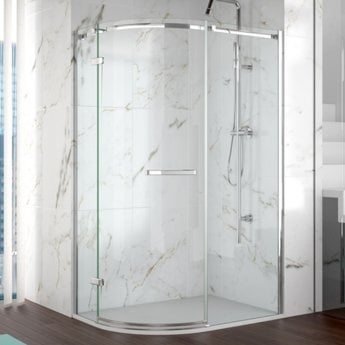 Merlyn 8 Series Frameless Offset Quadrant Shower Enclosure with Tray - 8mm Glass