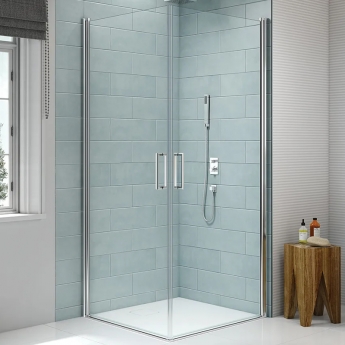 Merlyn 8 Series Frameless Pivot Corner Entry Wet Room Shower Enclosure - 8mm Glass