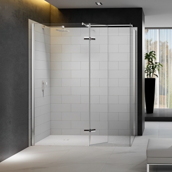 Merlyn 8 Series Hinged Walk-In Enclosure with 1500mm x 900mm Tray - 900mm Front + 350 Swivel Panel