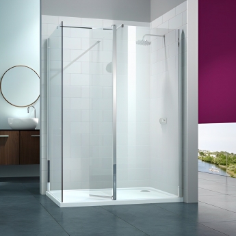 Merlyn 8 Series Swivel Walk-In Enclosure with End Panel 1600mm x 900mm Clear Glass