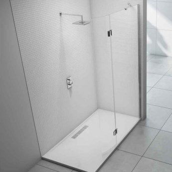Merlyn 8 Series Wet Room Glass Panel with Curved Hinged Panel 1000mm Wide - 8mm Glass