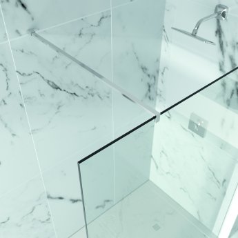 Merlyn 10 Series Wet Room Glass Panel with Wall Profile and Stabilising Bar 500mm Wide - 10mm Glass