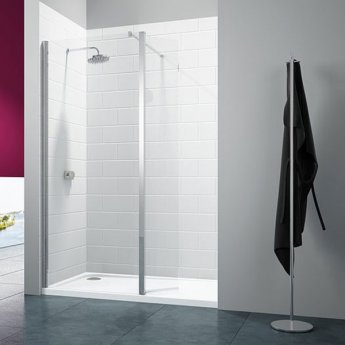 Merlyn 8 Series Wet Room Panel with Swivel Return 800mm Wide Clear Glass