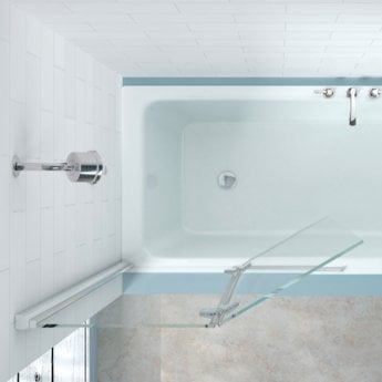 Merlyn Two Panel Square Hinged Bath Screen 1500mm H x 900mm W Left Handed - Clear Glass