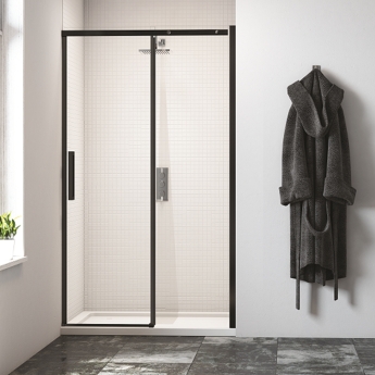 Merlyn Black Sliding Shower Door 1700mm Wide - 8mm Glass | Product Image