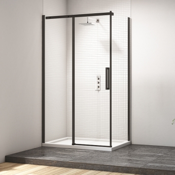 Merlyn Black Sliding Shower Door 1200mm Wide - 8mm Glass | Product Image