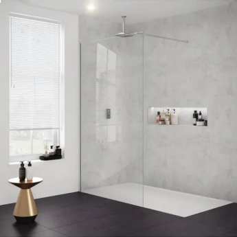 Merlyn Ionic Corner Profile Walk-In Shower Enclosure 1400mm x 700mm (900mm+700mm Glass) with Tray