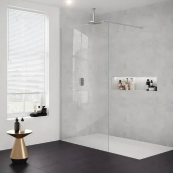 Merlyn Ionic Corner Profile Walk-In Shower Enclosure 1700mm x 700mm (1200mm+700mm Glass) with Tray