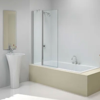 Merlyn Two Panel Round Top Hinged Bath Screen 1500mm H x 1150mm W - 6mm Glass | Product Image