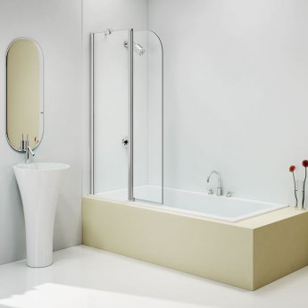 Merlyn Two Panel Round Top Hinged Bath Screen 1500mm H x 900mm W - 6mm Clear Glass