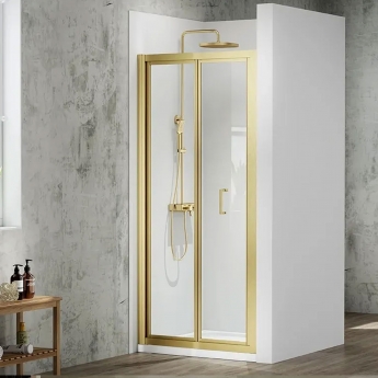 Merlyn Mbox Brushed Brass 4mm Easy-Fit Bi-Fold Shower Door