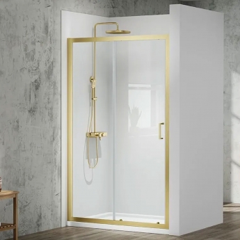 Merlyn Mbox Brushed Brass 6mm Easy-Fit Sliding Shower Door