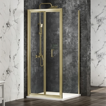 Merlyn Mbox Brushed Brass 4mm Easy-Fit Bi-Fold Shower Door
