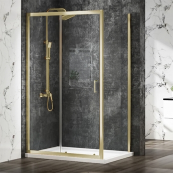 Merlyn Mbox Brushed Brass 6mm Easy-Fit Sliding Shower Door