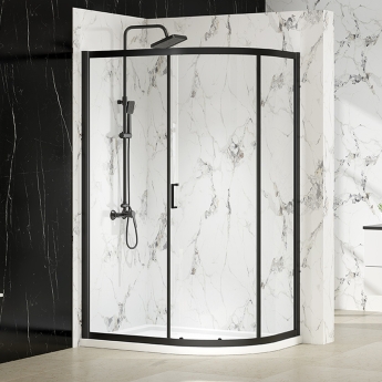 Merlyn Mbox Matt Black 1-Door Offset Quadrant Shower Enclosure 1000mm x 800mm - 6mm Glass | Product Image