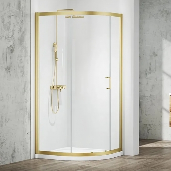 Merlyn Mbox Brushed Brass 6mm 1-Door Quadrant Shower Enclosure